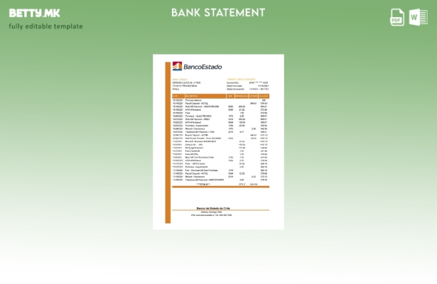 модерен стил Чиле Банко дел Естадо де Чиле извод на ексел шаблон